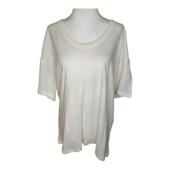 NEW American Eagle Women's Oversized Ivory Scoop‎ Neck Tee Size Medium NWT - Picture 1 of 8
